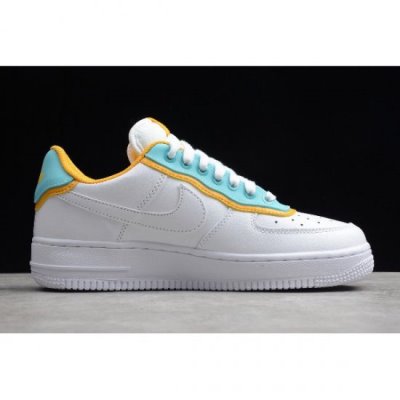 Nike Air Force 1 Low Se Beyaz / Açık Mavi / Altın Kaykay Ayakkabı Türkiye - 67G0LN1R